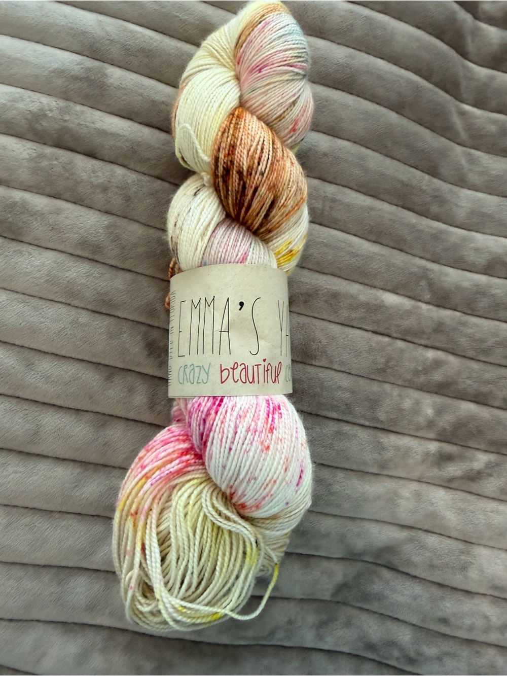 Emma’s luxury Yarn Hand-Dyed Cream Speckled Skein